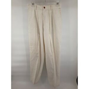 Vintage 90s Sports Accent Corduroy Pants Cream Pleated Tapered High Rise Size 10